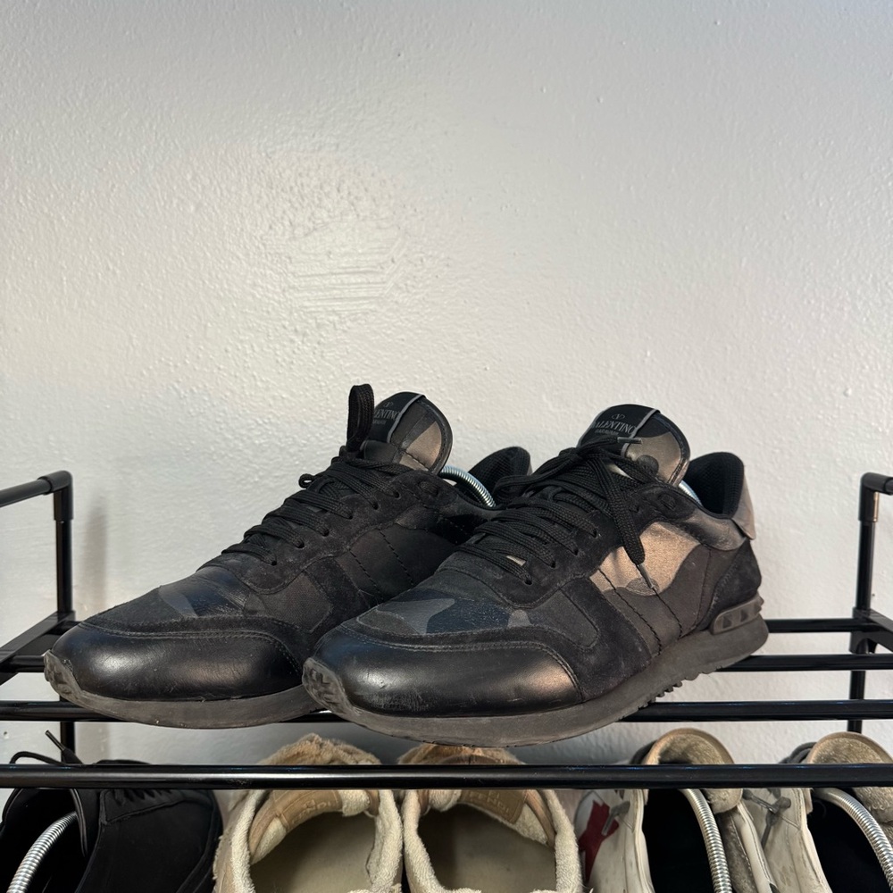 Valentino Black & Gunmetal Camo Rockrunner Sneakers